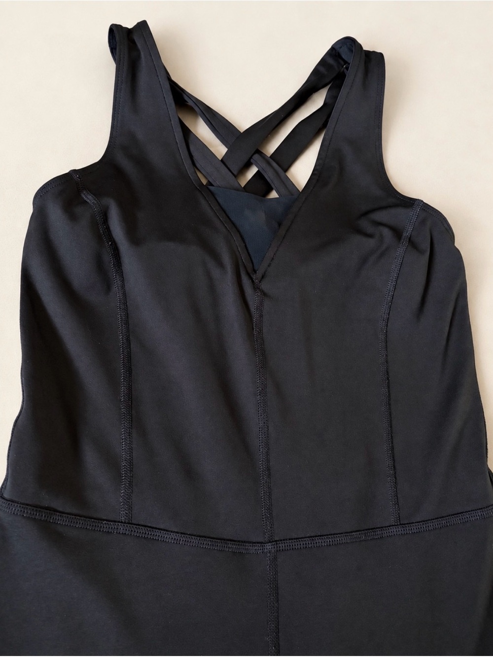 Athletic One Piece Black Catsuit Jumpsuit Strappy Raceback Workout Halloween - Picture 7 of 8